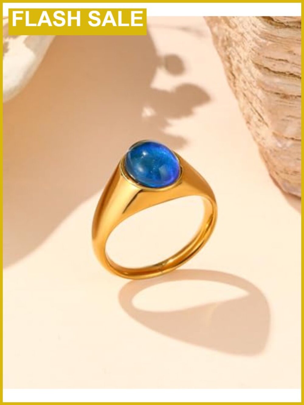 Gold Plated Stainless Steel Mood Ring Color Changing Stackable Rings - Picture 4 of 6